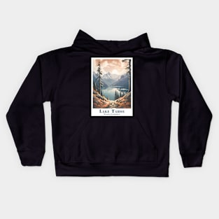 Retro Vintage Lake Tahoe nevada California Majestic View Poster Kids Hoodie